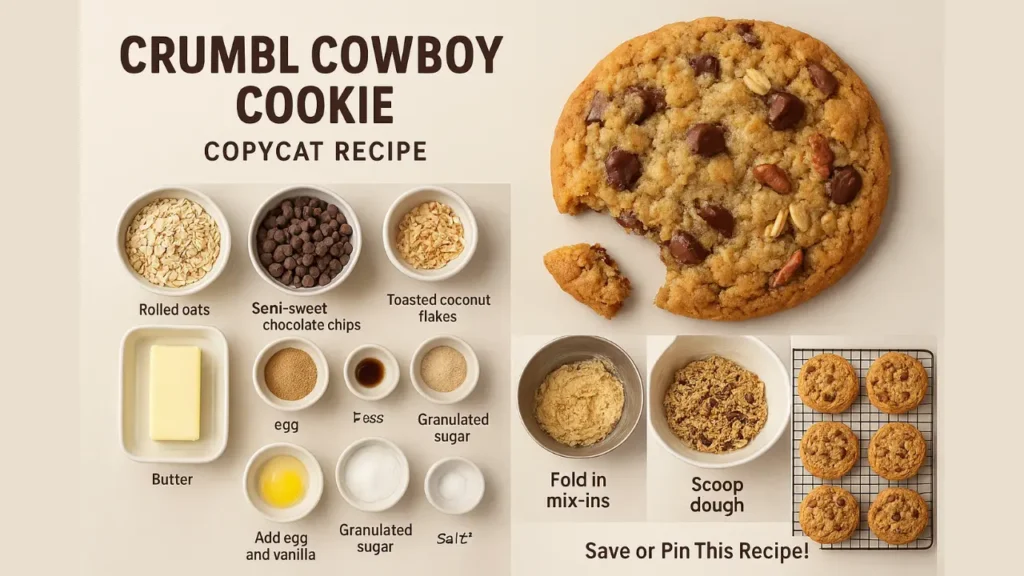 Crumbl Cowboy Cookie Price, Calories, & Copycat Recipe 2026 3 Crumbl Cowboy Cookie recipe