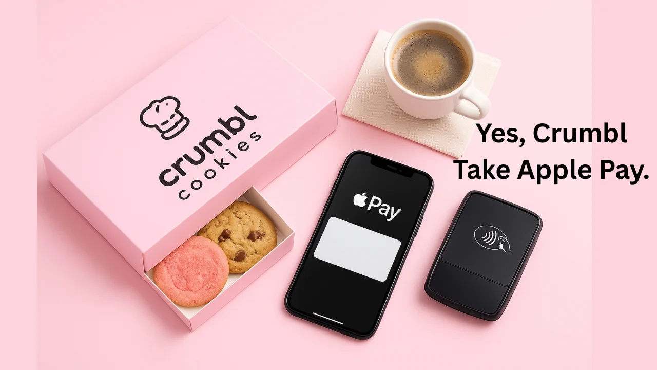 Crumbl Cookies bakery counter showing fresh cookies with the question does Crumbl take Apple Pay