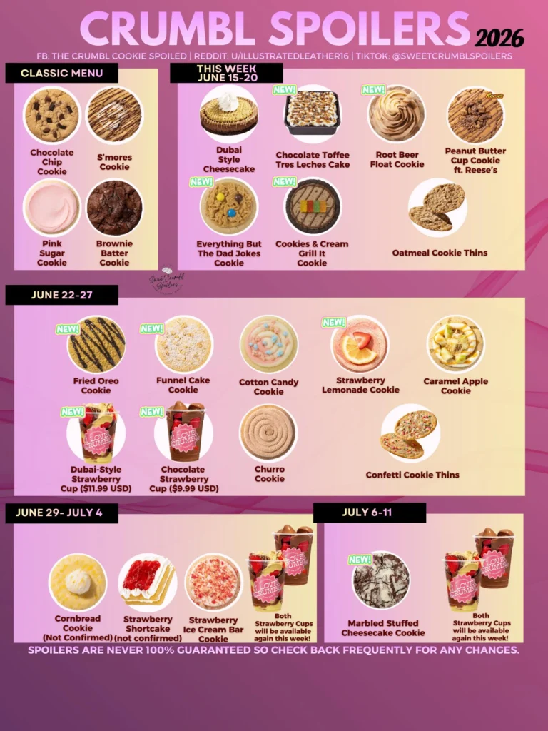 New Updated Crumbl Spoilers July 2026 (As of 6/20/26) Reddit 2 crumbl cookies spoilers july 2026