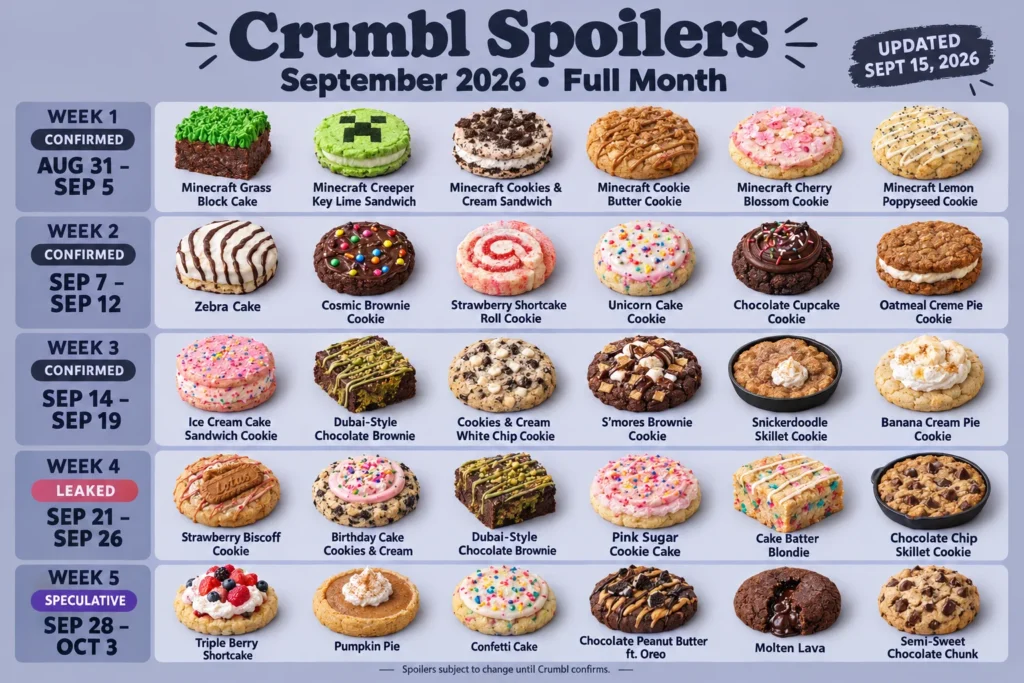 Crumbl Spoilers September 2026: The Full Month, Week by Week 1 Crumbl spoilers september 2026